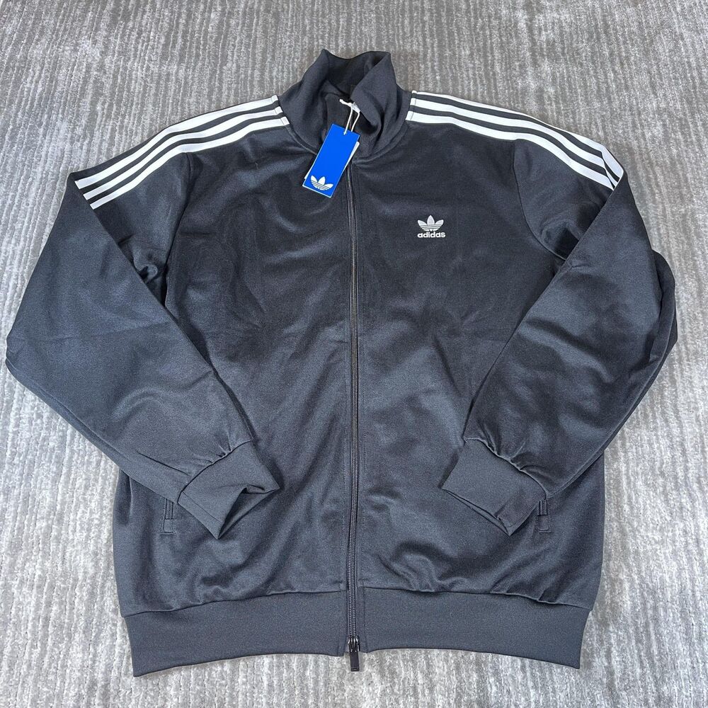 Adidas Classic TT Track Jacket Mens XL Black 3 Stripe Originals IY8077 New